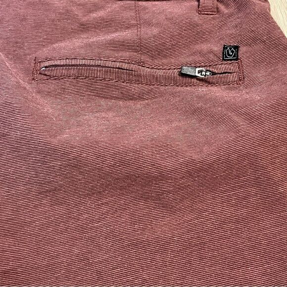 Men's Burnside Burgundy Flat Front Hybrid Shorts - Picture 6 of 9